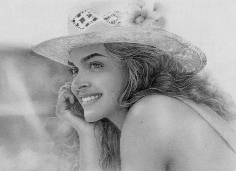 Woman in Straw Hat — Black, Serene