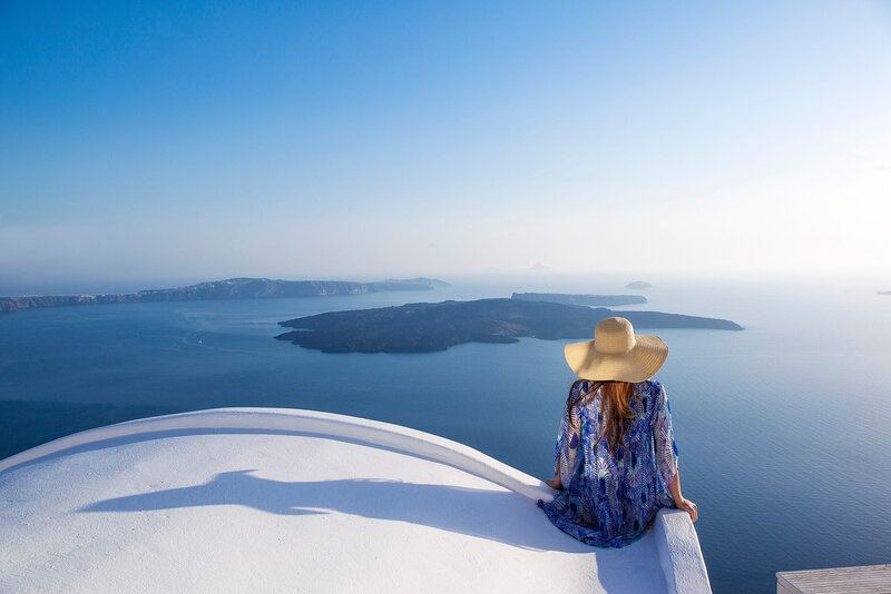 Woman in Straw Hat — Blue, Serene