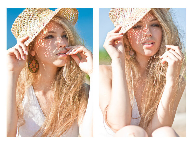Woman in Straw Hat — Blue, Sunlit