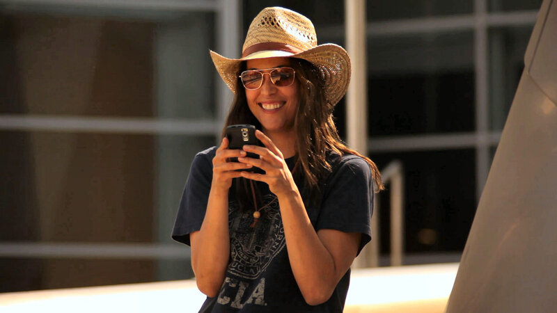 Woman in Straw Hat — Brown, Happy