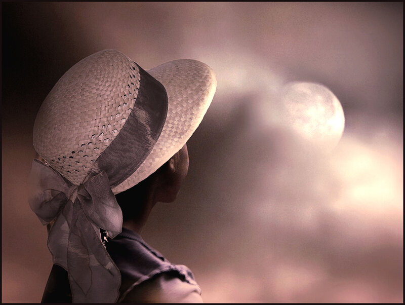 Woman in Straw Hat — Brown, Serene