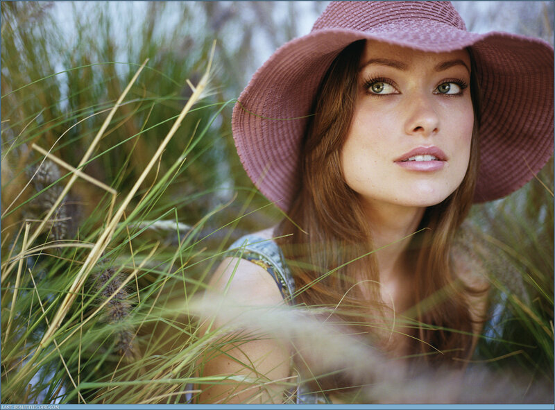 Woman in Straw Hat — Pink, Serene, Afternoon, Photograph, Grass