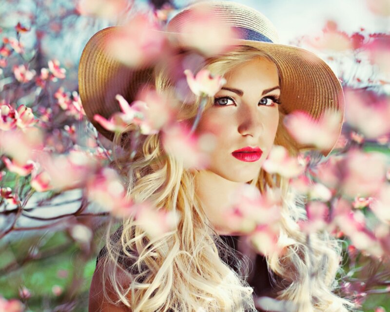 Woman in Straw Hat — Pink, Serene, Spring
