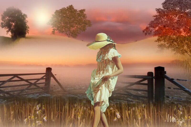 Woman in Straw Hat — Pink, Serene