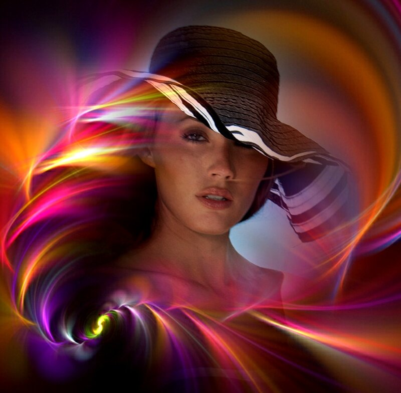 Woman in Straw Hat — Purple, Dramatic