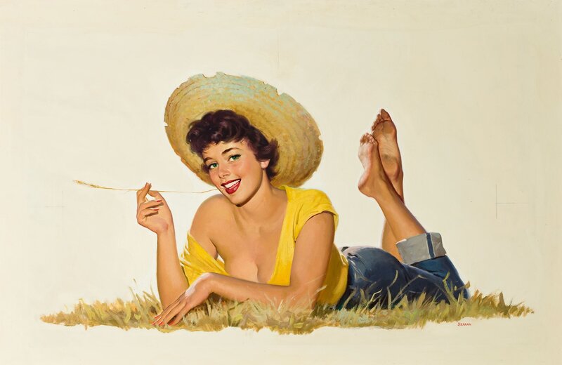 Woman in Straw Hat — Yellow, Relaxed