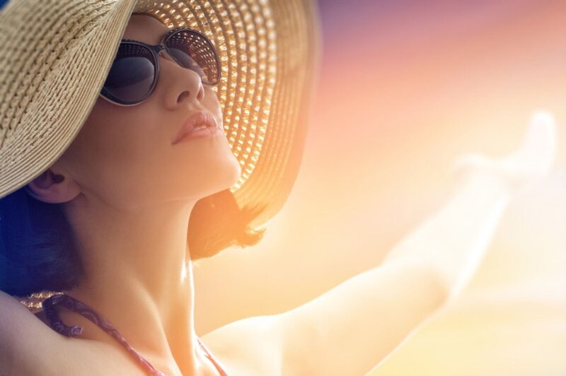 Woman in Straw Hat — Yellow, Serene, Sunset