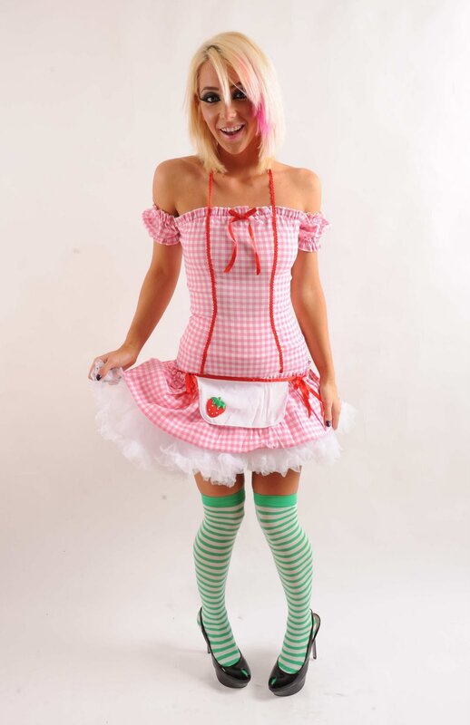 woman in strawberry costume