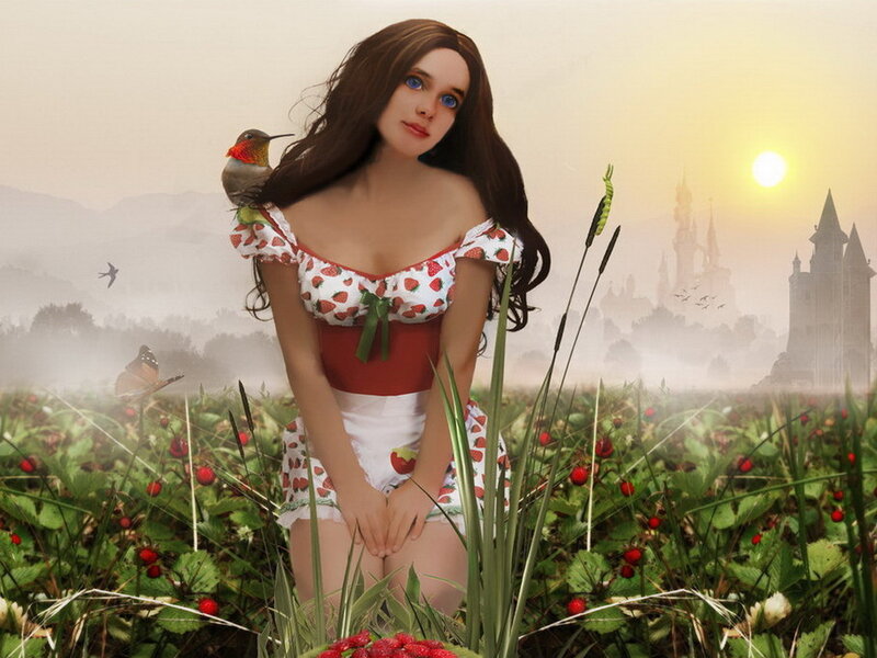 Woman in Strawberry Field — Green