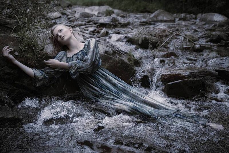 Woman in Stream — Blue