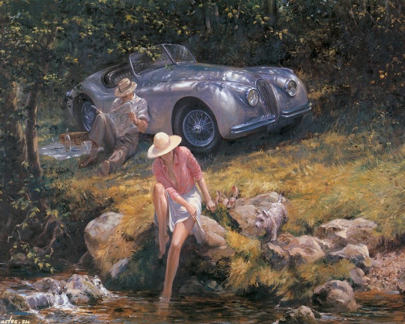 Woman in Stream — Green