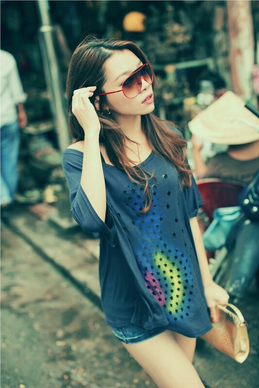 Woman in Street — Blue