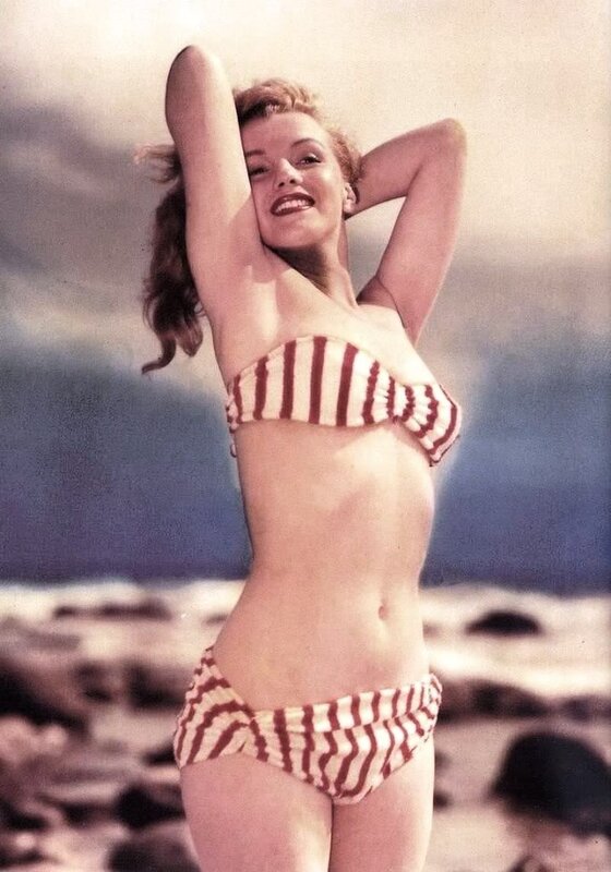 woman in striped bikini