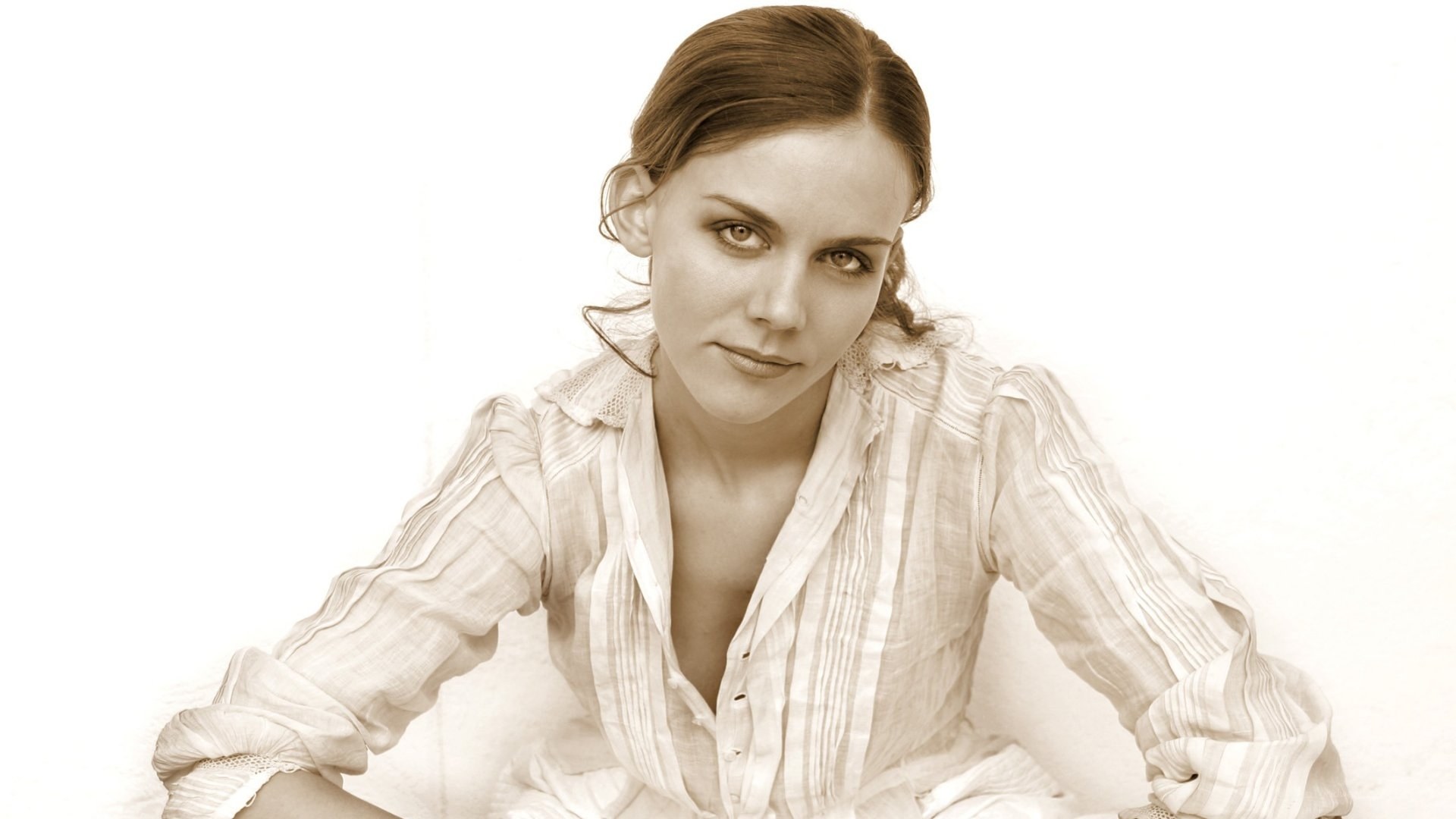 woman in striped blouse