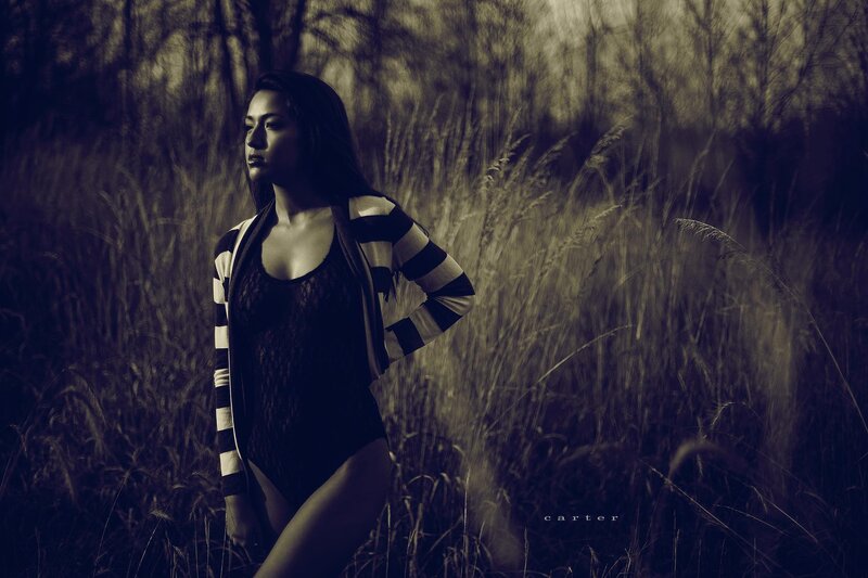 woman in striped cardigan