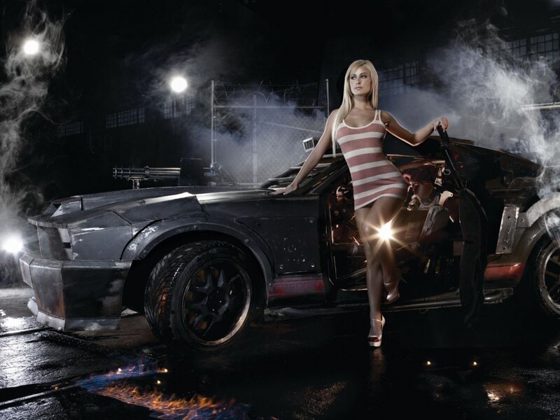Woman in Striped Dress — Black, Dramatic, Night, Photograph