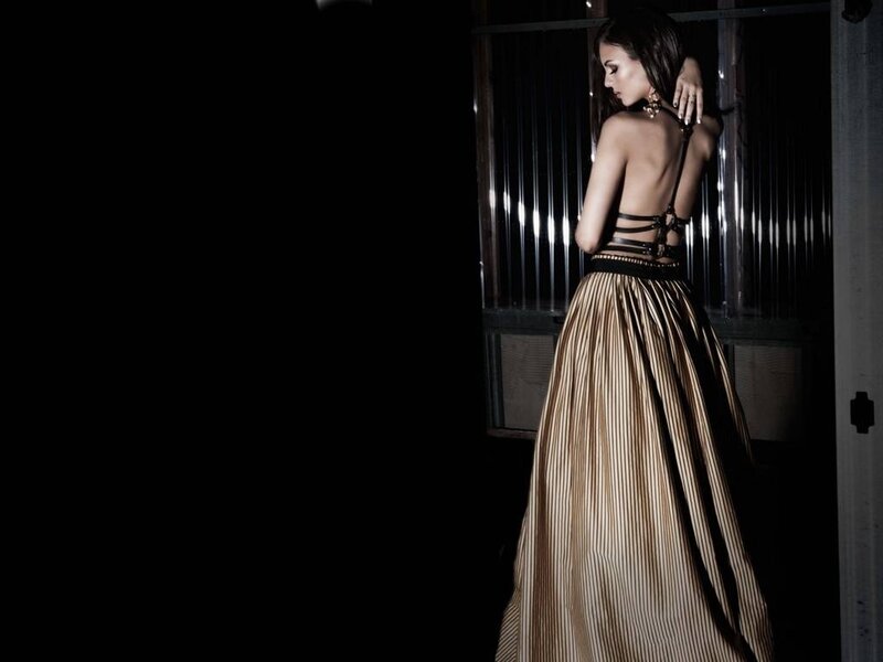Woman in Striped Dress — Black, Dramatic, Night, Photograph, Window