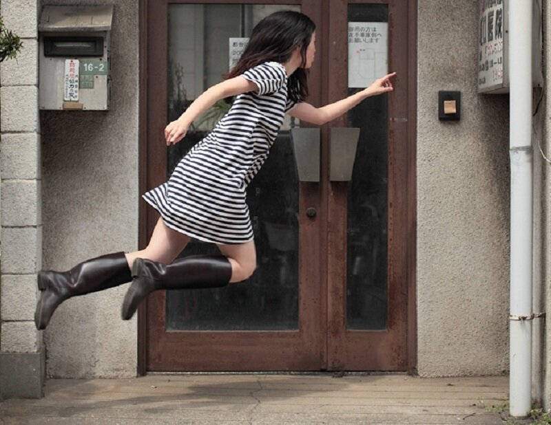 Woman in Striped Dress — Black, Dynamic