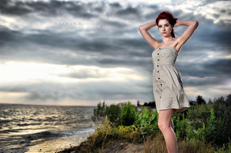 Woman in Striped Dress — Gray