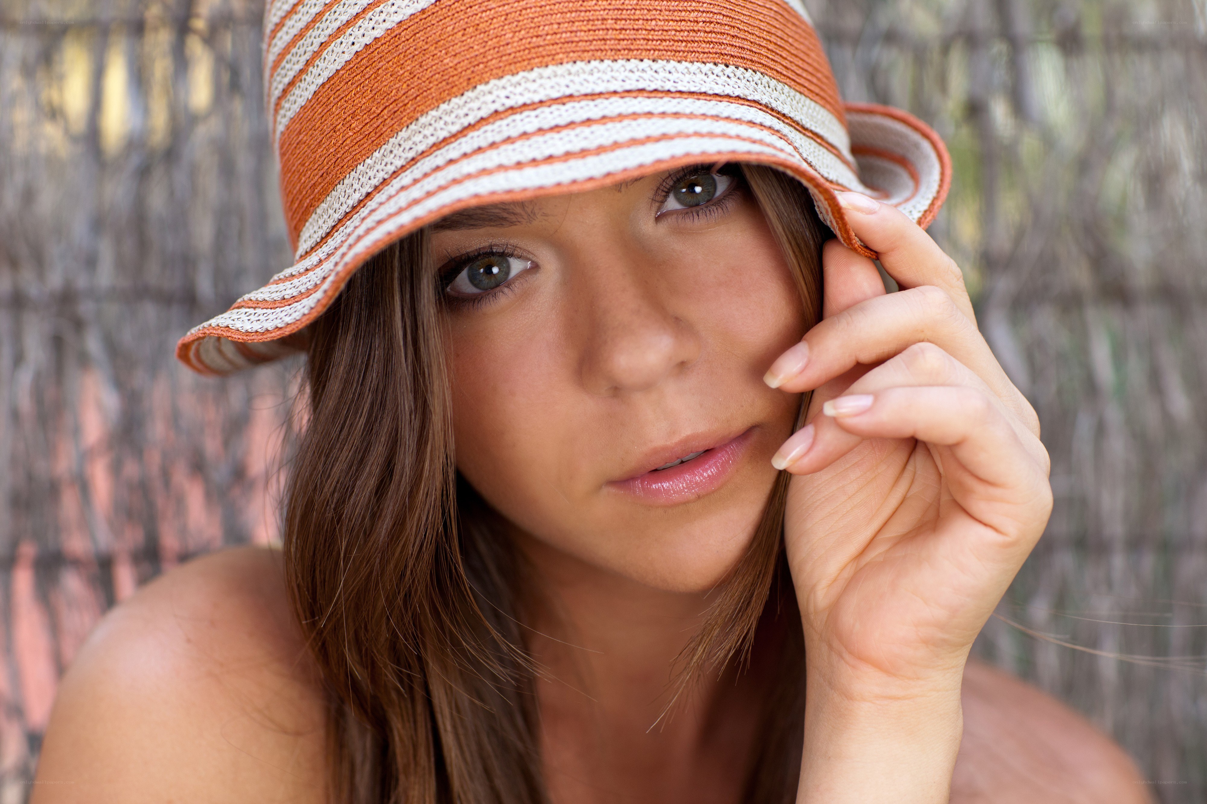 woman in striped hat