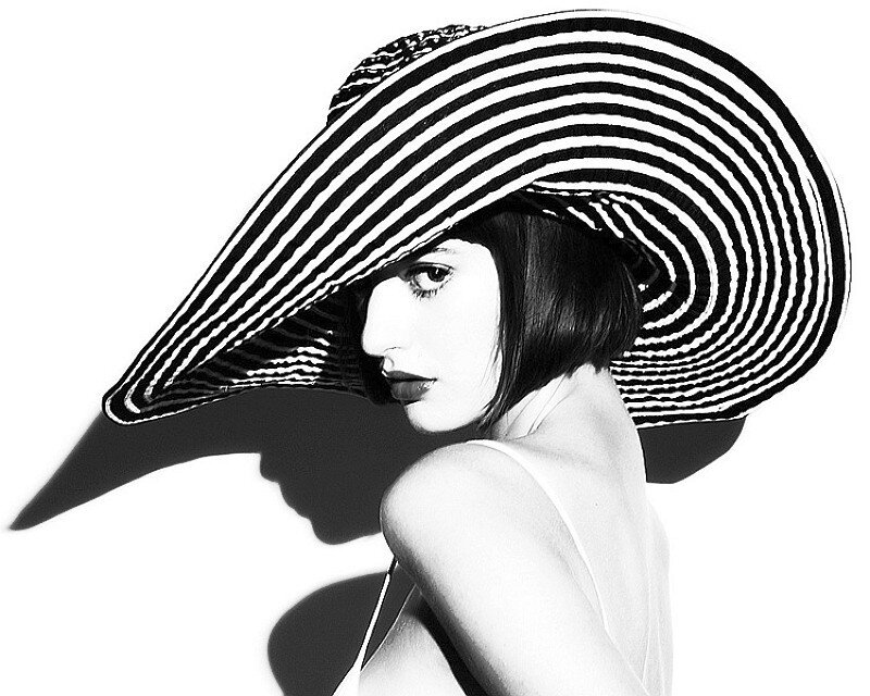 woman in striped hat
