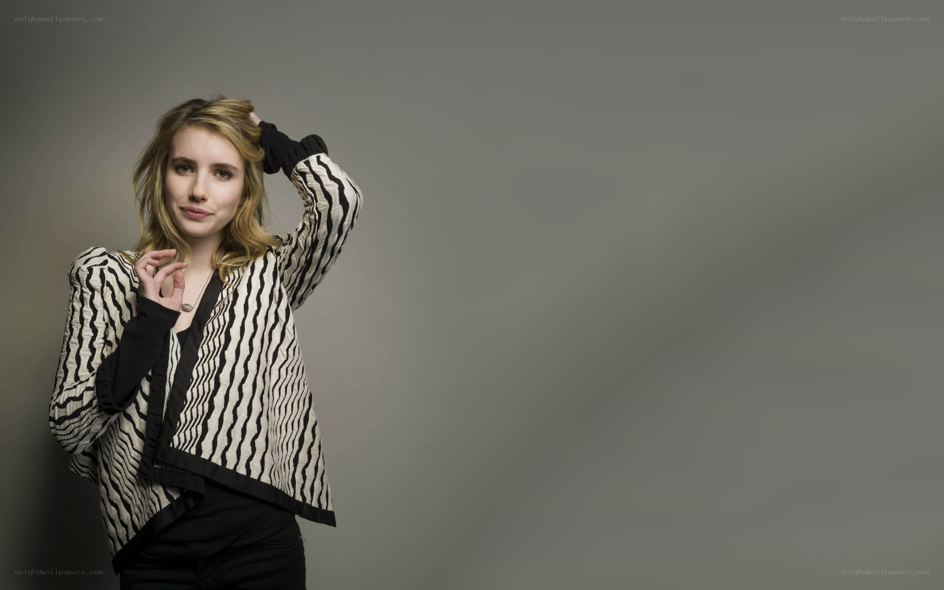 woman in striped jacket