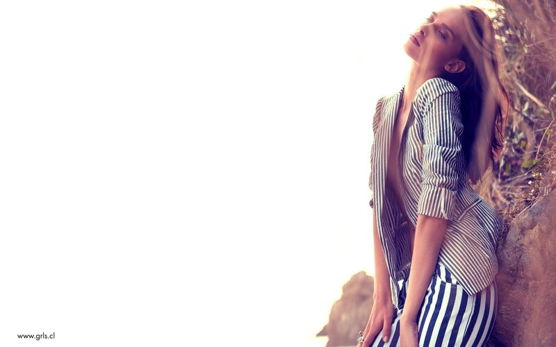woman in striped outfit