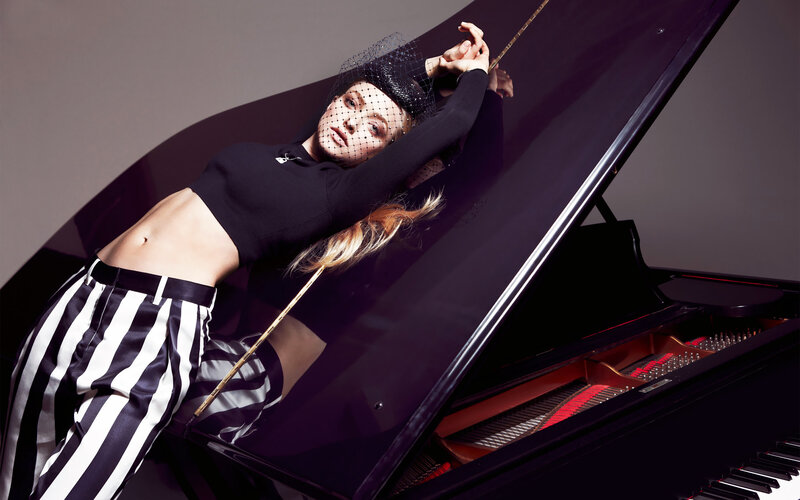Woman in Striped Pants — Black, Dramatic