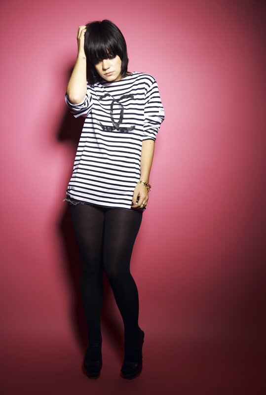 woman in striped shirt
