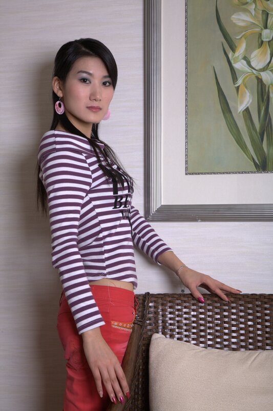 woman in striped shirt