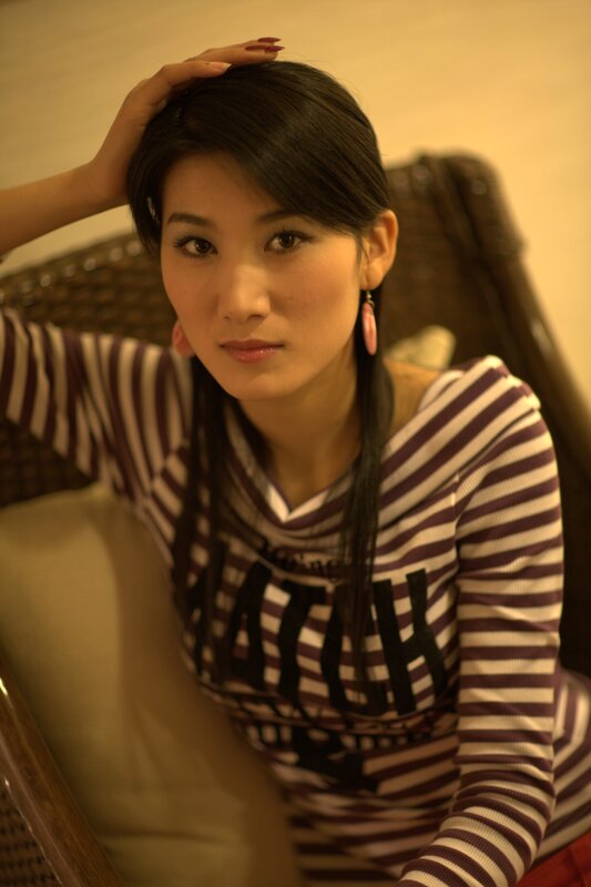 woman in striped shirt