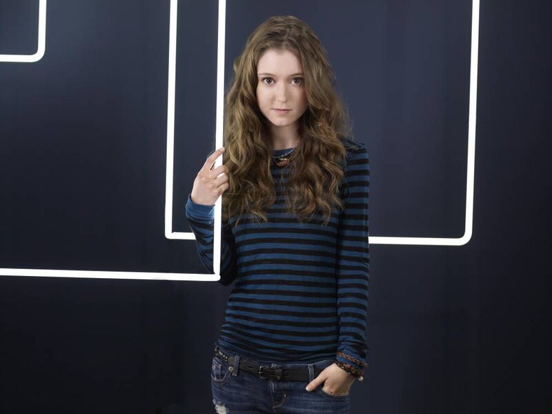 woman in striped shirt