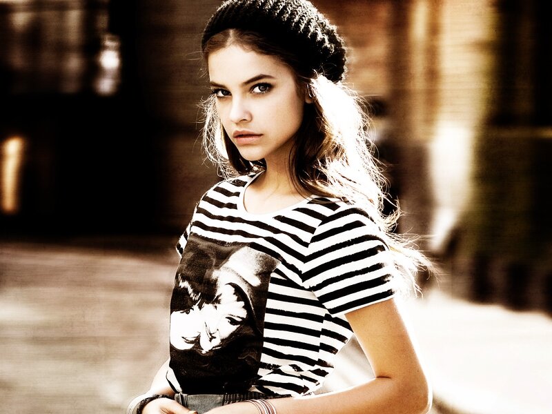 woman in striped shirt
