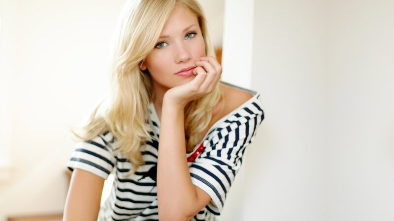 woman in striped shirt