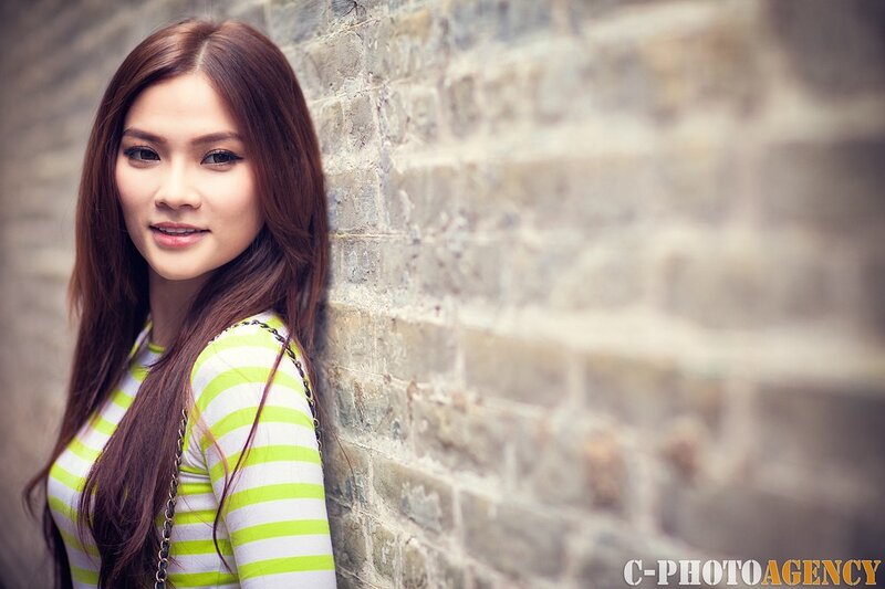 woman in striped shirt