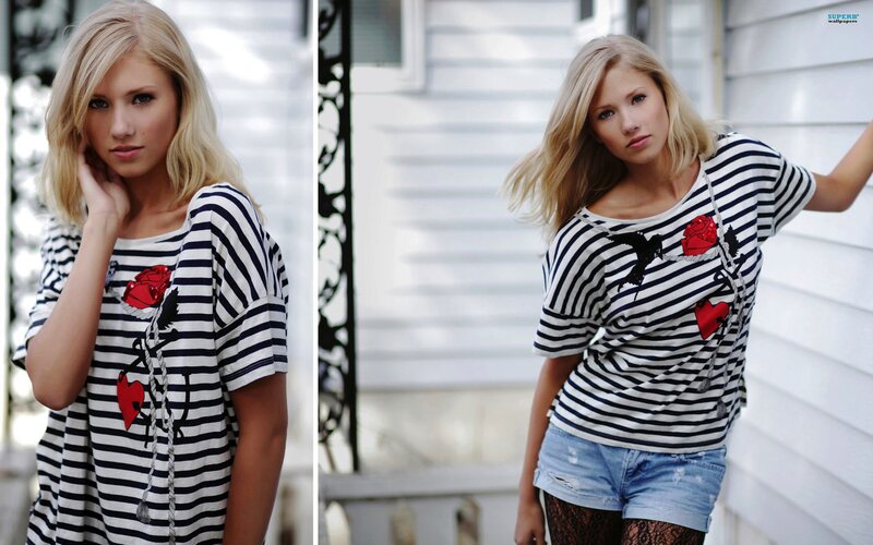 woman in striped shirt