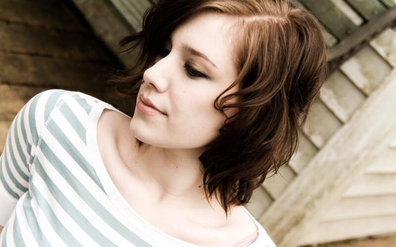 woman in striped shirt