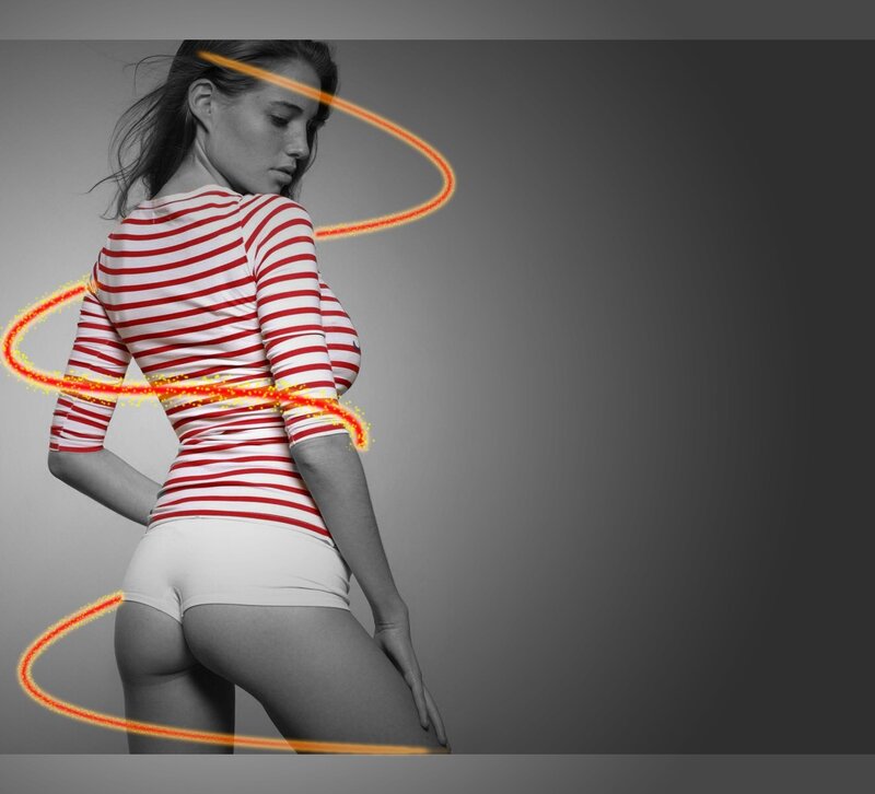 woman in striped shirt