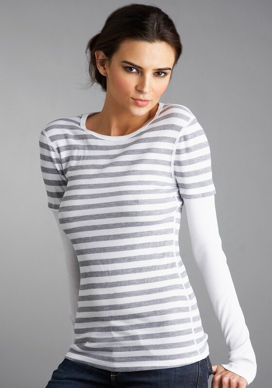 woman in striped shirt