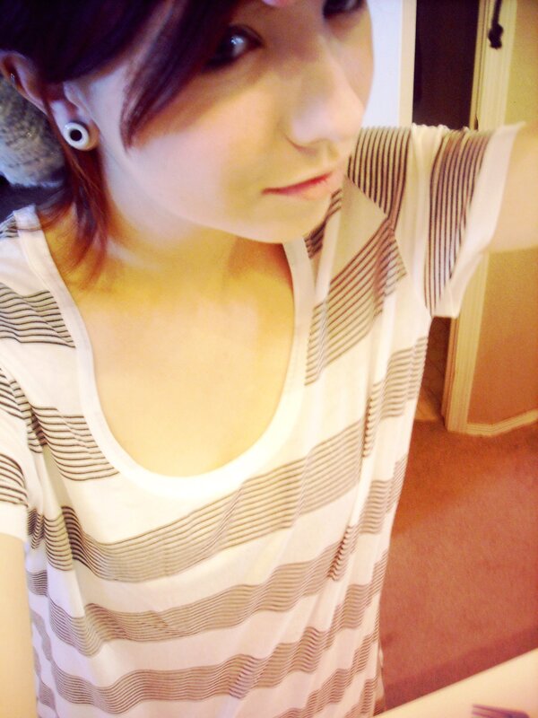 woman in striped shirt
