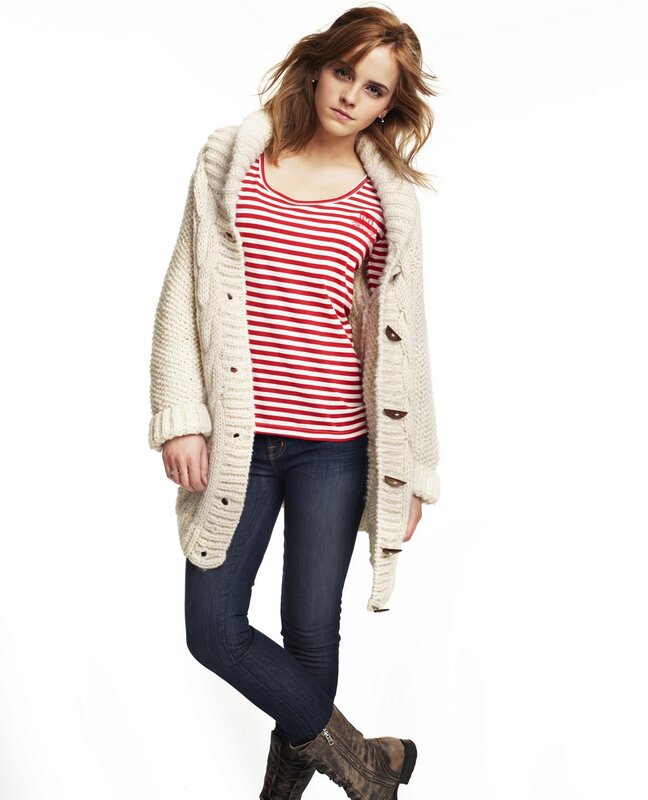 woman in striped shirt and cardigan