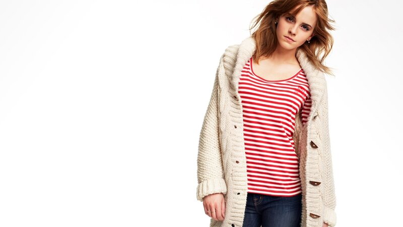 woman in striped shirt and cardigan