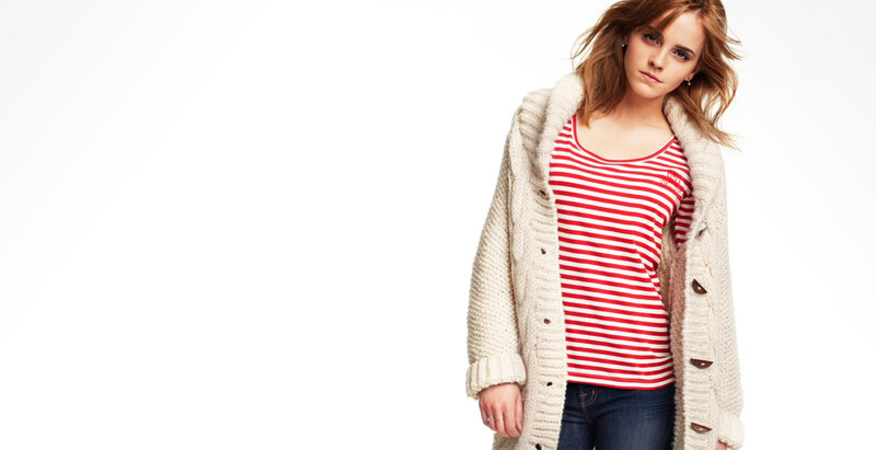 woman in striped shirt and cardigan