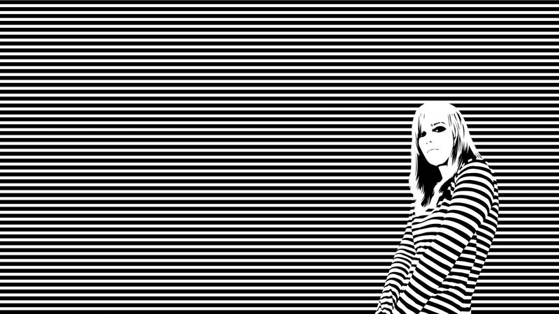Woman in Striped Shirt — Black, Dramatic, Illustration