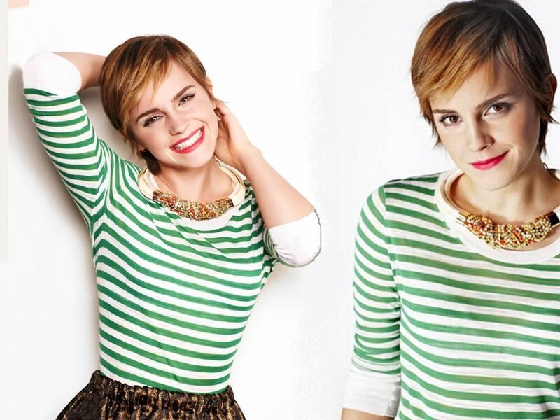 Woman in Striped Shirt — Green, Playful