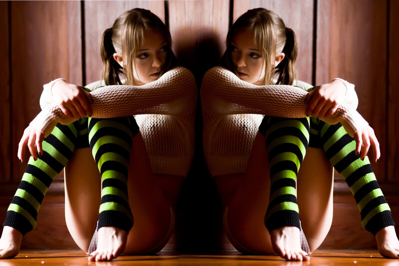 Woman in Striped Socks — Green