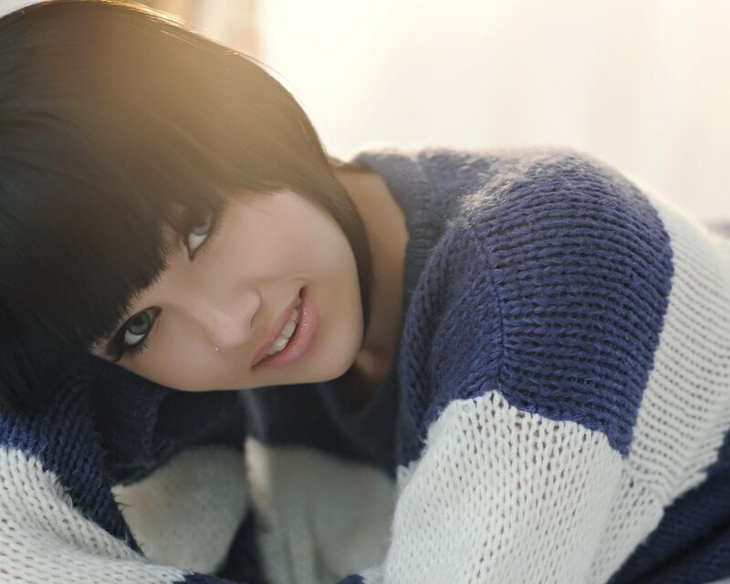 woman in striped sweater