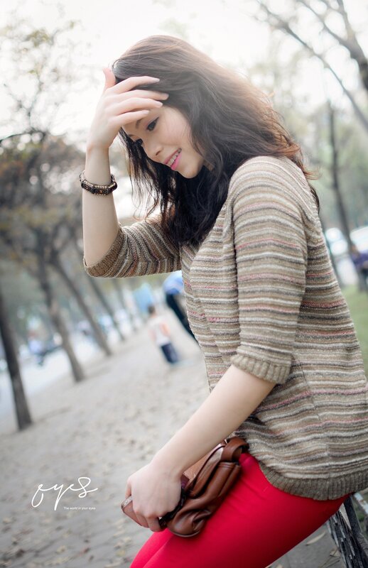 woman in striped sweater