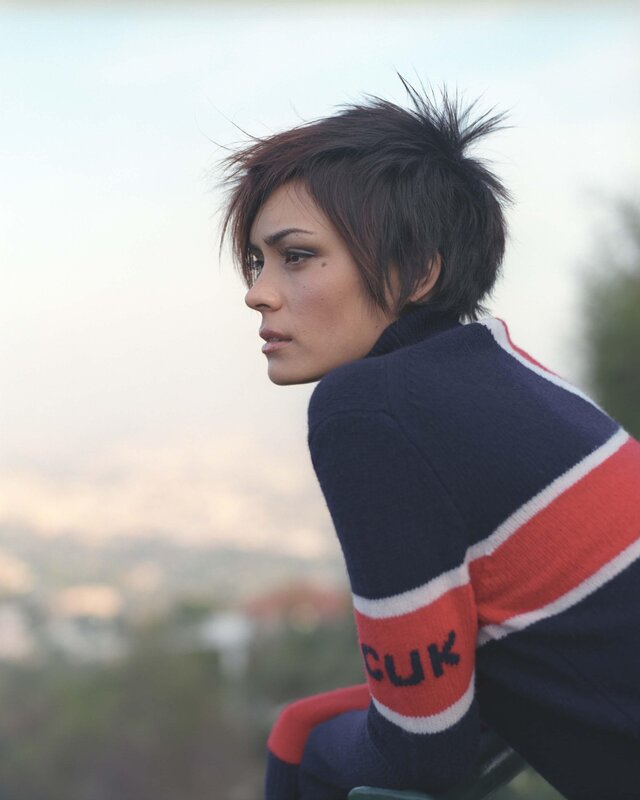 woman in striped sweater