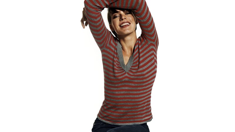 woman in striped sweater